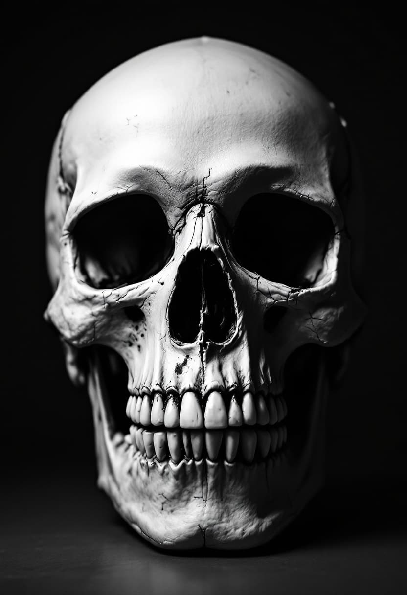 AI generated: skull, dramatic bottom lighting
