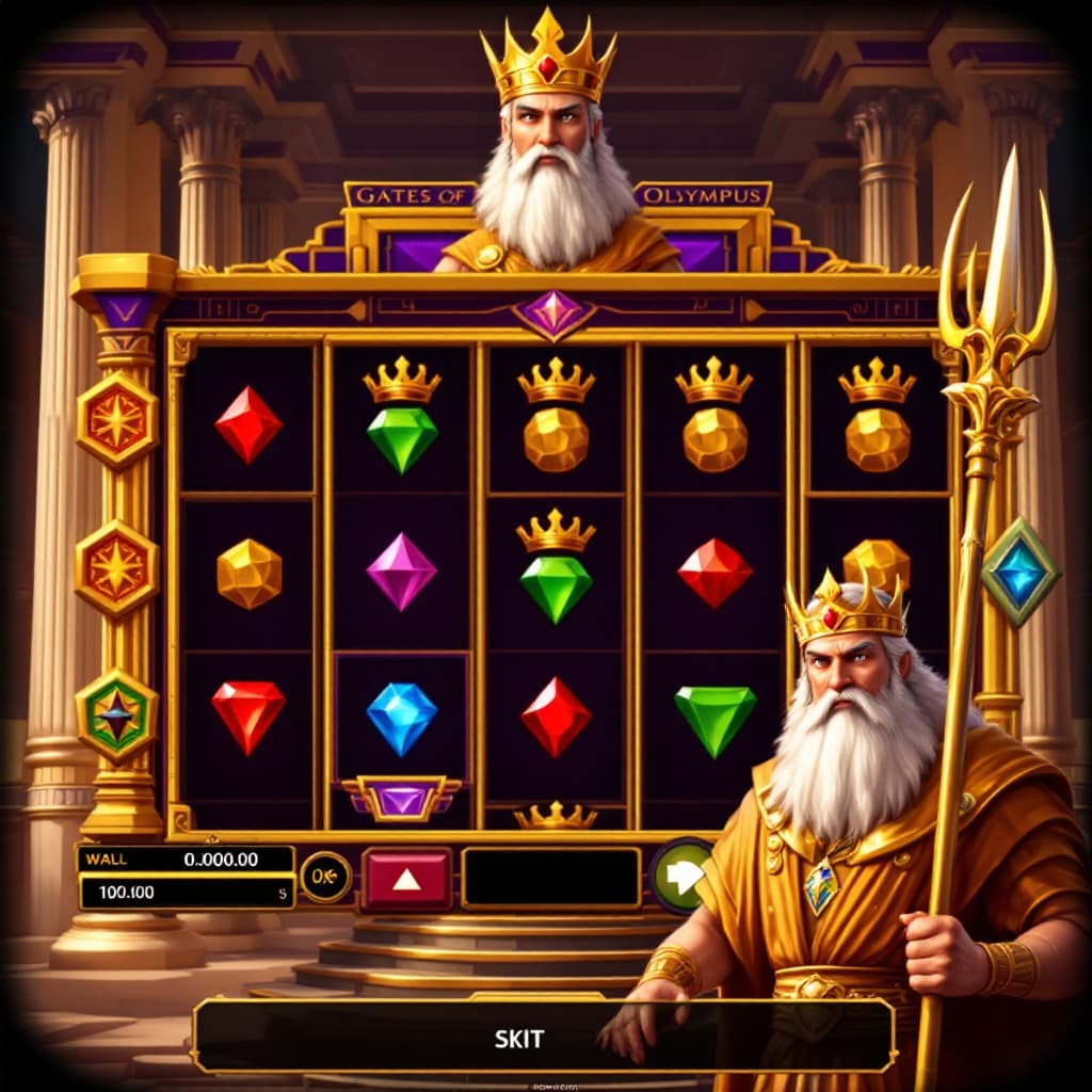 AI generated: The image is a digital illustration of the Gates of Olympus slot machine. The background of the imag...