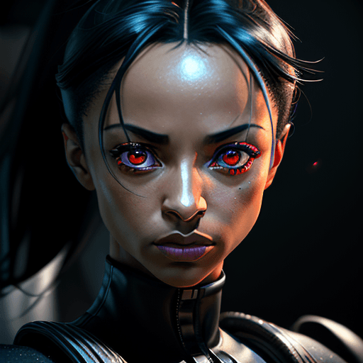AI generated: photo of Sänger hyperrealistic mikel Jackson with spacy background, sade face, red eyes, cinematic l...