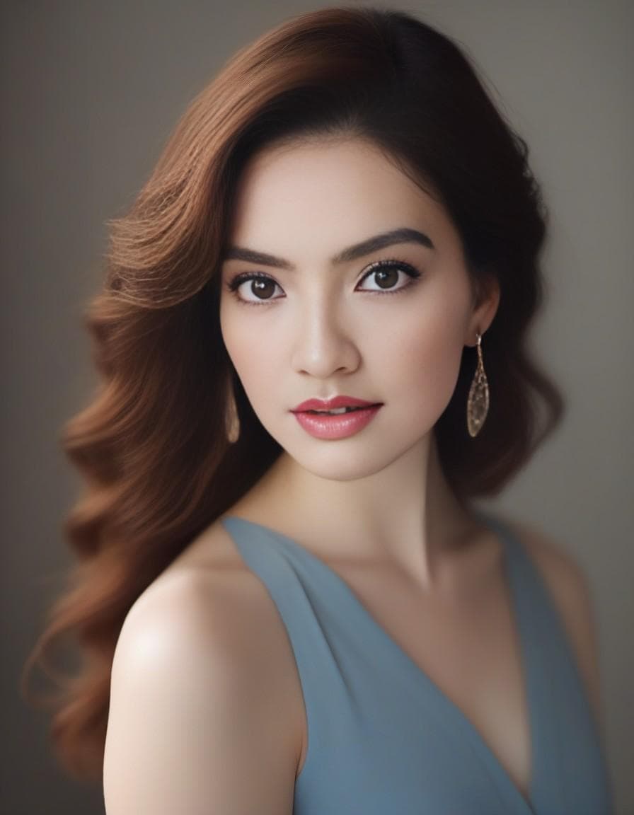 AI generated: A portrait of an extremely beautiful pale skinned 25 year old merida, blue eyes with freckles full, ...