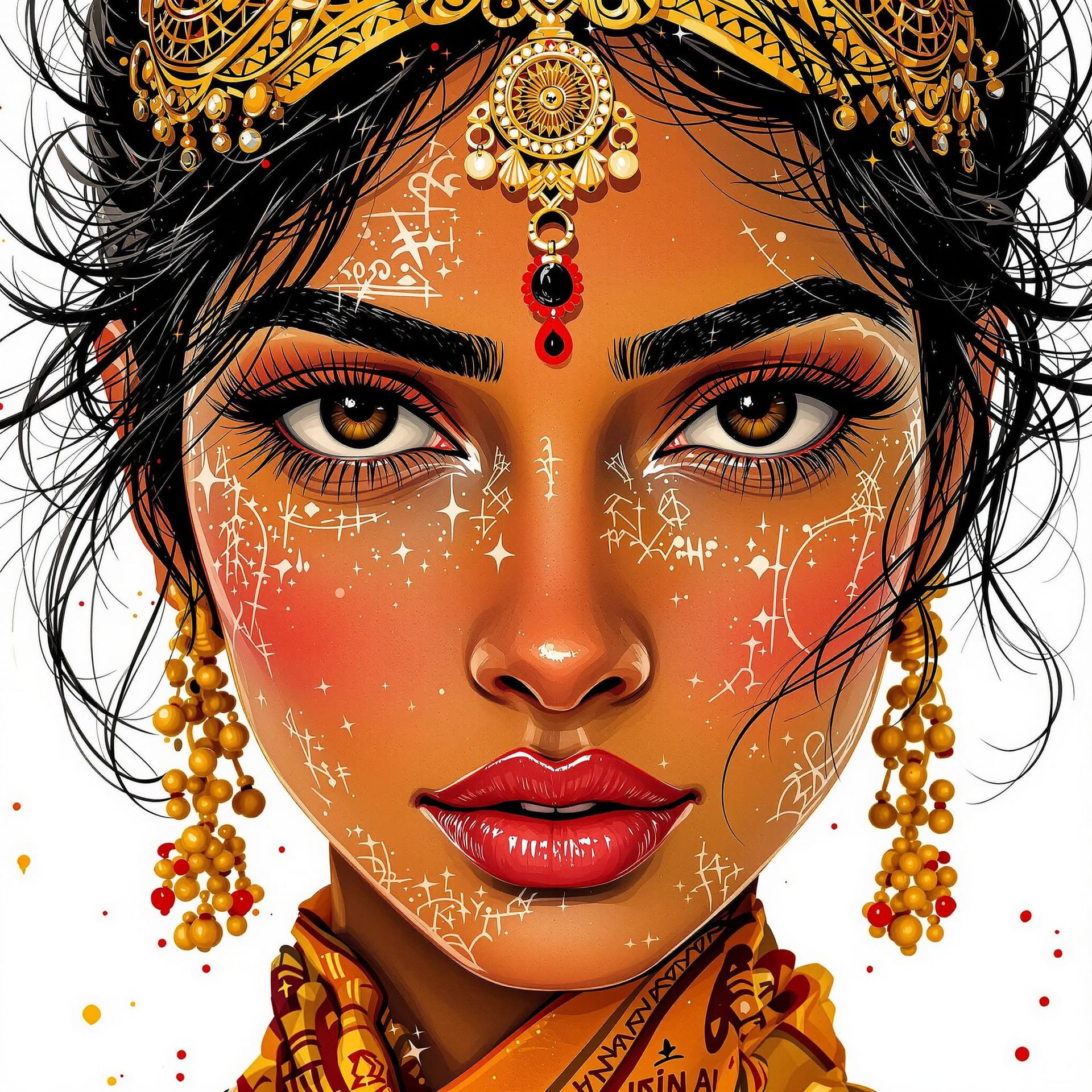 AI generated: a india woman, hyper-realistic pop, traditional animation --chaos 75 --ar 1:2 --style raw --profile ...