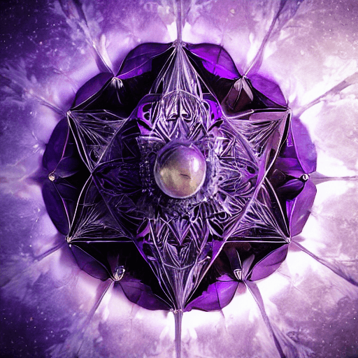 AI generated: glorious glowing amethyst mandala sculpture of the Queen of Geometry, by Karol Bak and Filip Hodas, ...