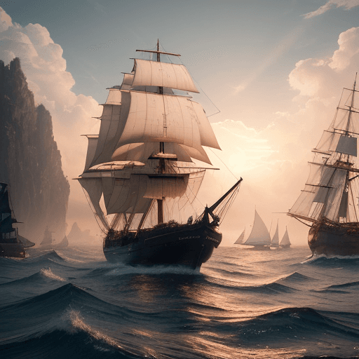 AI generated: Photo of a ultra realistic sailing ship, dramatic light, pale sunrise, cinematic lighting, battered,...