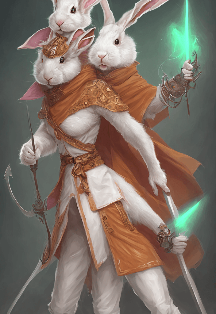 AI generated: female d&d harengon, female dnd rabbitfolk, female d&d anthro rabbit :: white fur with light orange ...