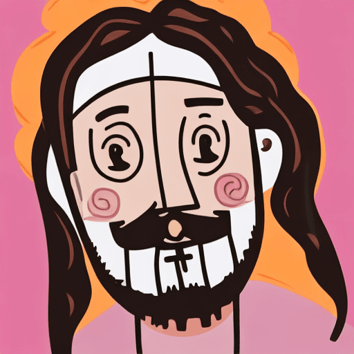 AI generated: The illustration depicts Jesus in a simplified, child-friendly style with smooth and rounded lines. ...