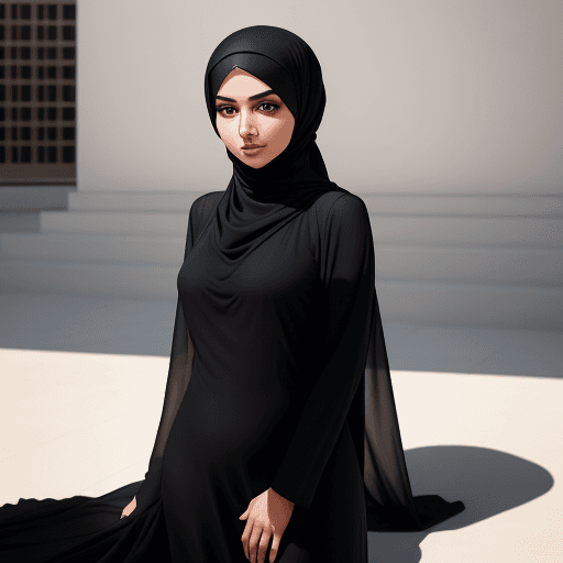 AI generated: high-resolution photograph, muslim hijab woman, stunning use of shadows, in the syle of crisp lines ...