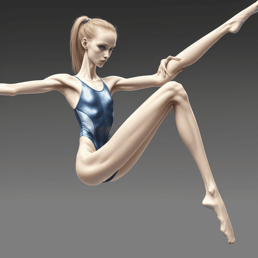 AI generated: slender and very skinny female artistic gymnastics with long legs