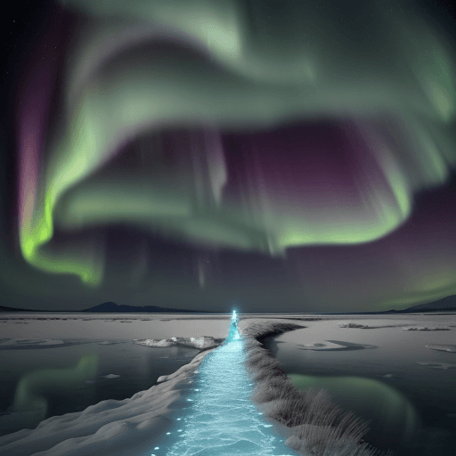 AI generated: Picture a stark, icy landscape where a solitary figure bravely forges a path across a frozen sea. Th...