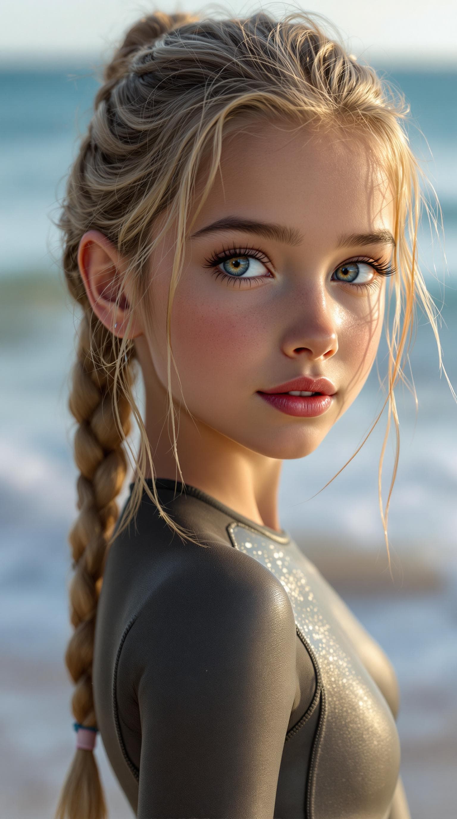 AI generated: a professional photo of a exceptionally beautiful girl in the world (age 7), (seven year old),  at t...