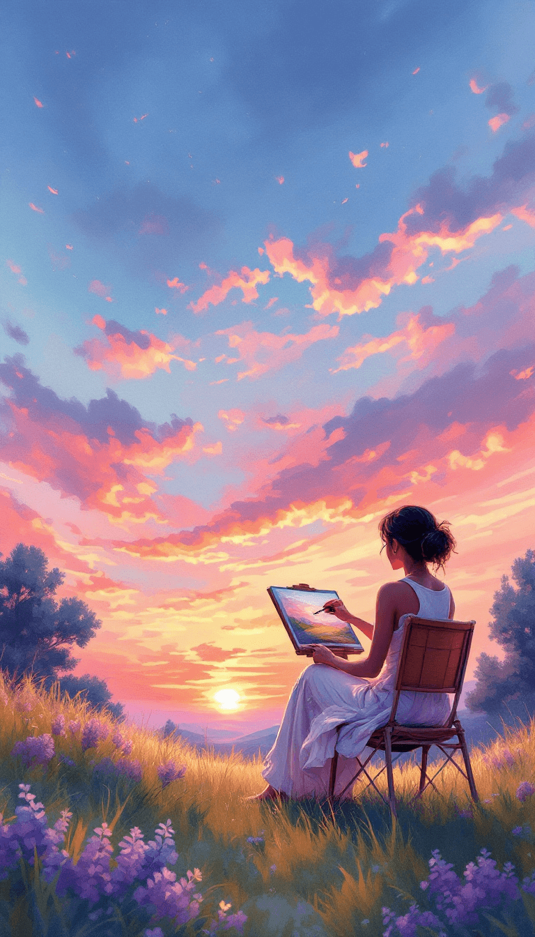 AI generated: (Claude Monet Style:1.3), The image depicts a tranquil landscape following the principles of the Imp...