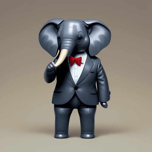 AI generated: litle Elephant with elegant suit, animation