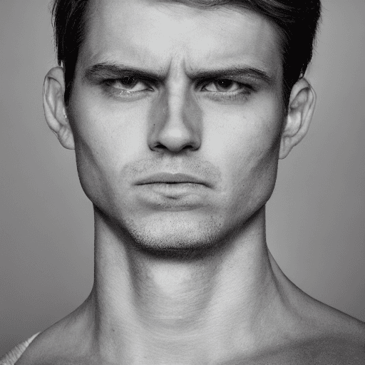 AI generated: A portrait of a man, close up, clean shaven , face details, serious, wearing clothes, upper body, he...