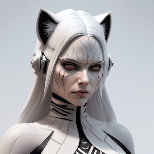 AI generated: Create picture female Sith lord from STAR WARS, white hair, cat ears, beautiful face, detailed face,...
