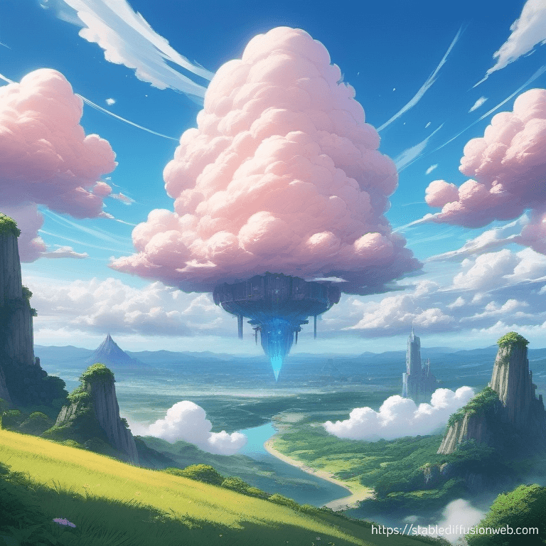 AI generated: atmospheric, fairy tale landscape, eerie, masterpiece, testicle shaped clouds,trending on artstation...
