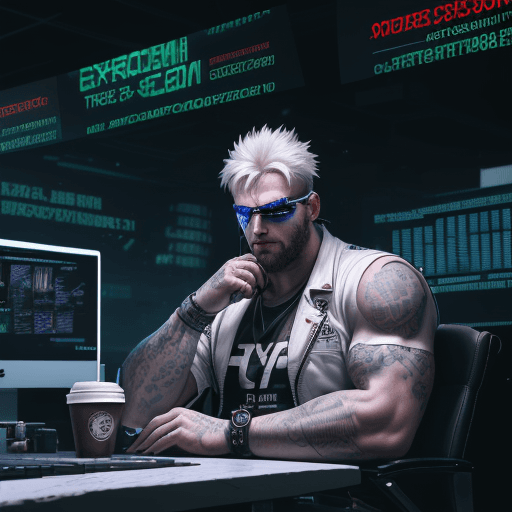 AI generated: Hyper realistic eye level exterior photo of The Trading room is digital art dim, with only the white...