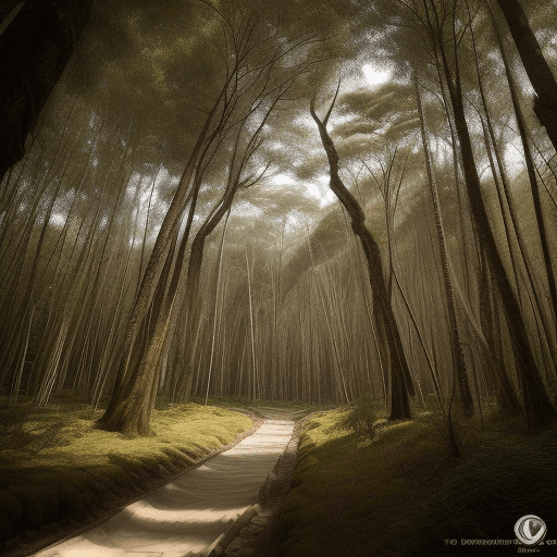 AI generated: crea una foto de ferromex atavezando un bosque de choyas