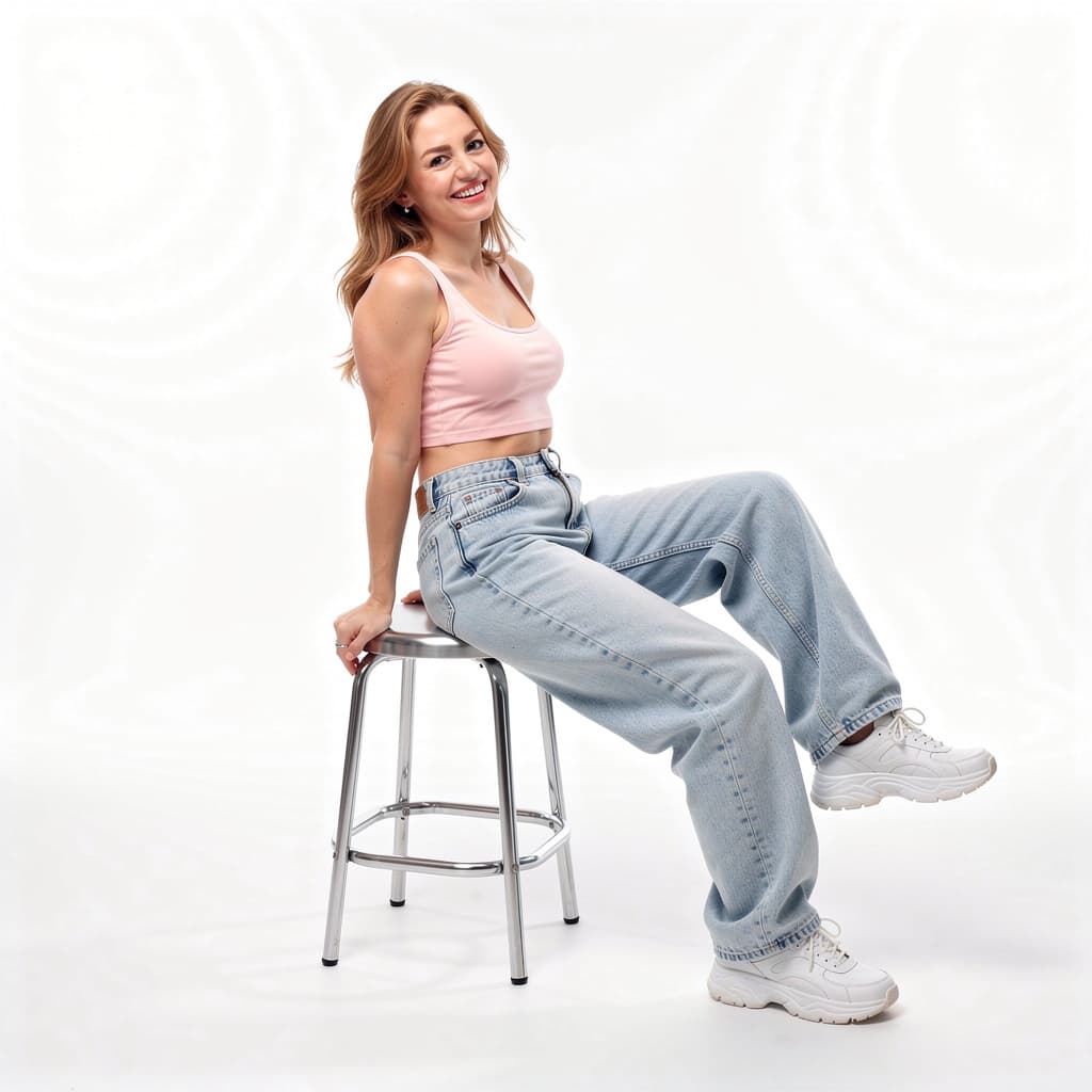 AI generated: A highly detailed, photorealistic, cinematic high-angle full-body studio shot of this photo
use the ...