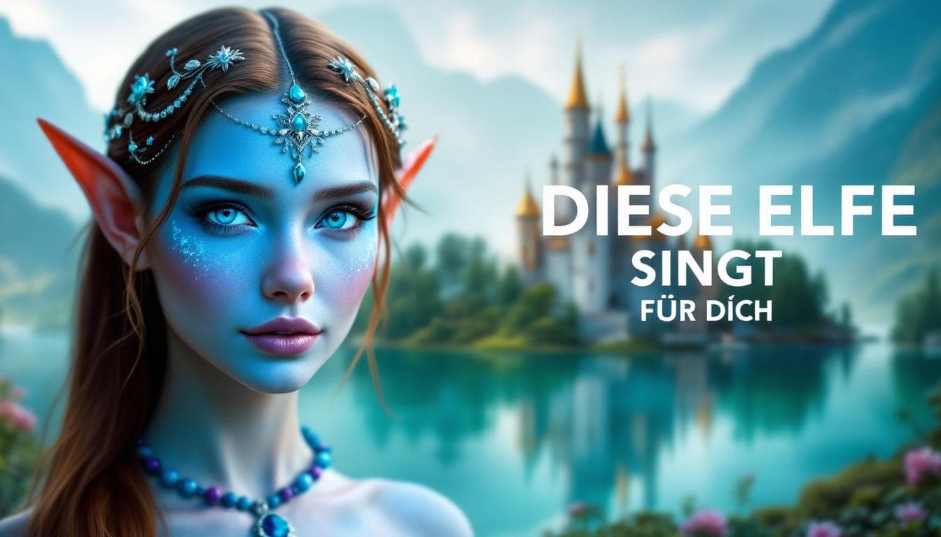 AI generated: A fantasy-style promotional image featuring an elf character with pointed ears and ethereal blue fac...