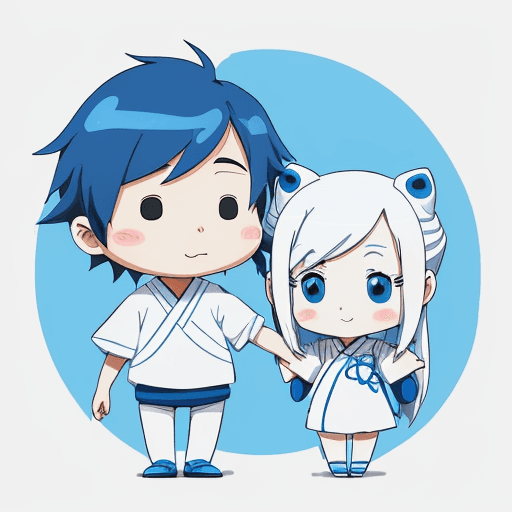 AI generated: Create an one-hand drawing as a whimsical blue line art illustration of a cartoon character is suita...