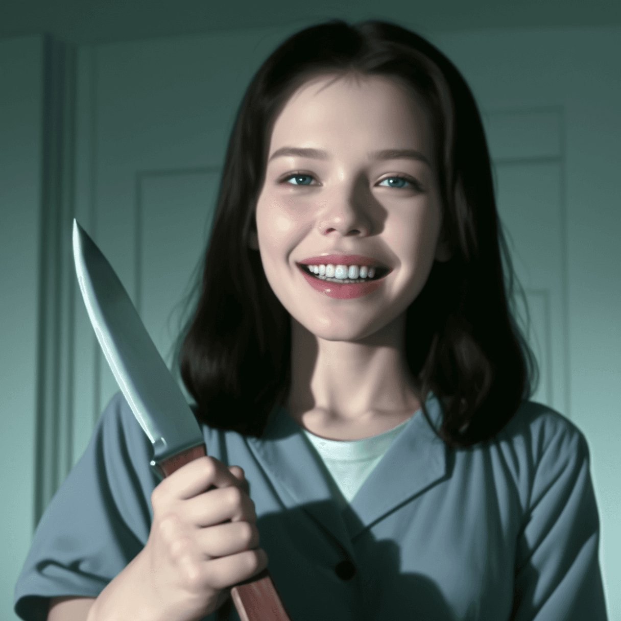 AI generated: [[[wide angle cinematic film still restored from security camera]]], a Misery girl by stephen king h...