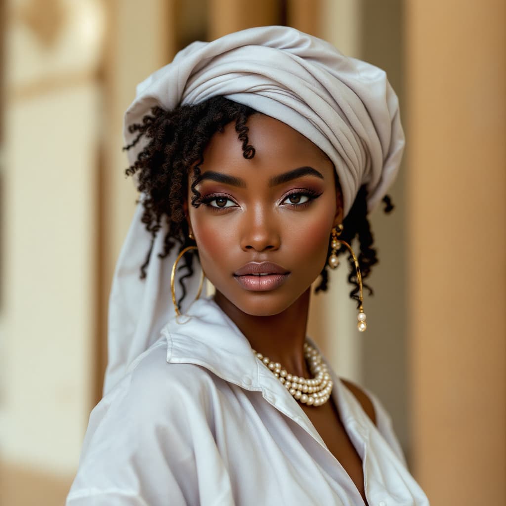 AI generated: High-resolution photography of a modern Fulani woman, light-skinned, voluptuous, charming, modern; 8...