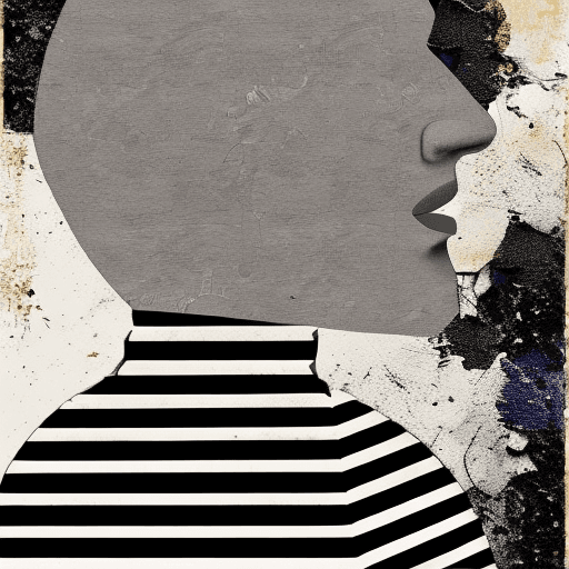 AI generated: Mixed media collage with canvas texture in modern art style, portrait in profile, punk art, dynamic ...