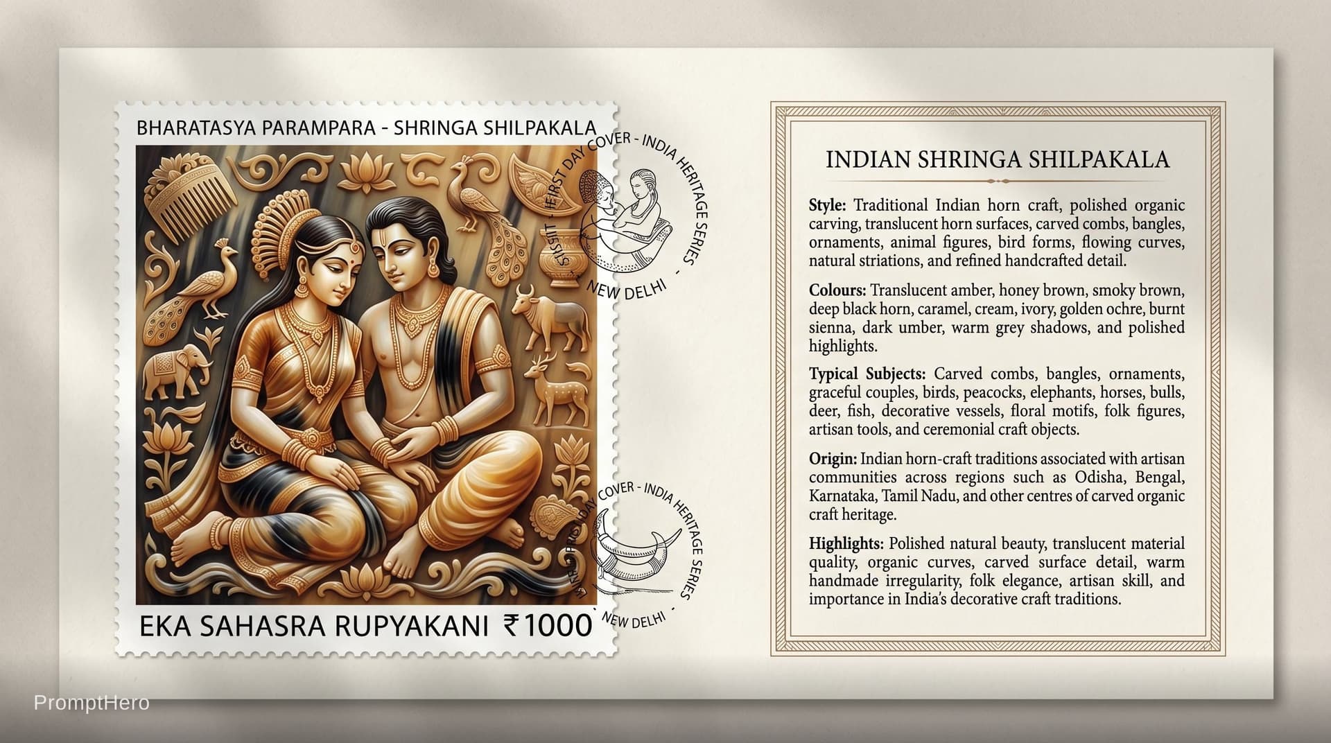 AI generated: Create a 16:9, 4K premium commemorative First Day Cover envelope inspired by India Post heritage des...