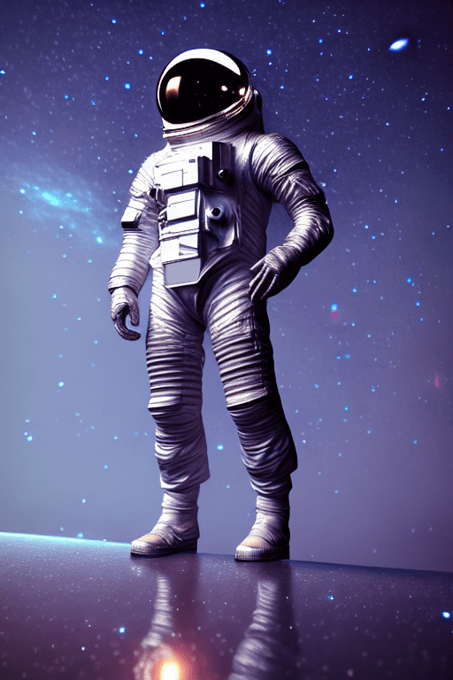 AI generated: Astronaut with dodecahedron multiverse galaxy armor, high fashion, galaxy background , t symmetrical...