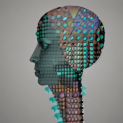 AI generated: the anatomy of a woman's head made of metalic teal eggshell pieces and pills, octopath traveler, van...