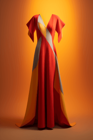 AI generated: Front view of a jumpsuit design, featuring a wide-leg silhouette and cut-out details at the waist, s...