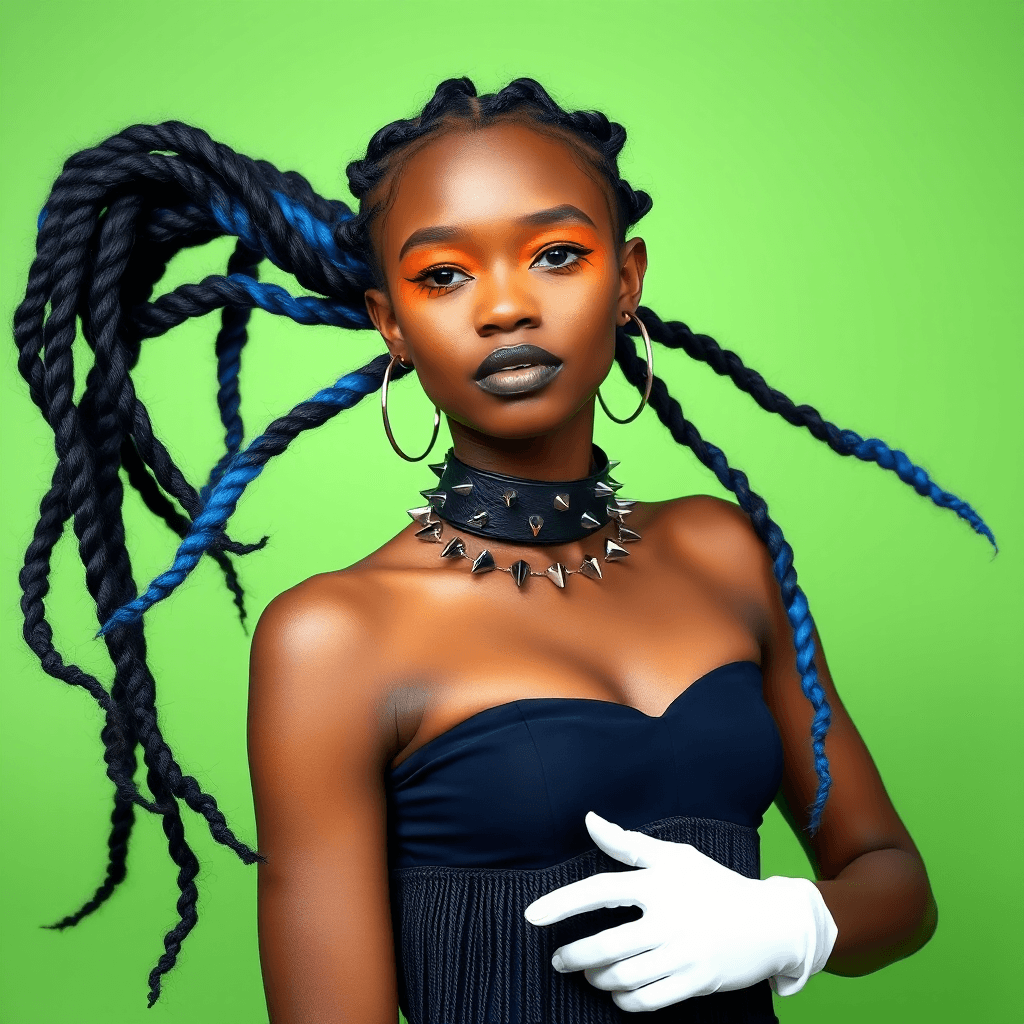 AI generated: This is a high-resolution photograph featuring a young Black woman with a deep brown skin tone and a...