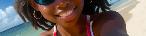 AI generated: selfie of a black girl at a Beach on Tobago