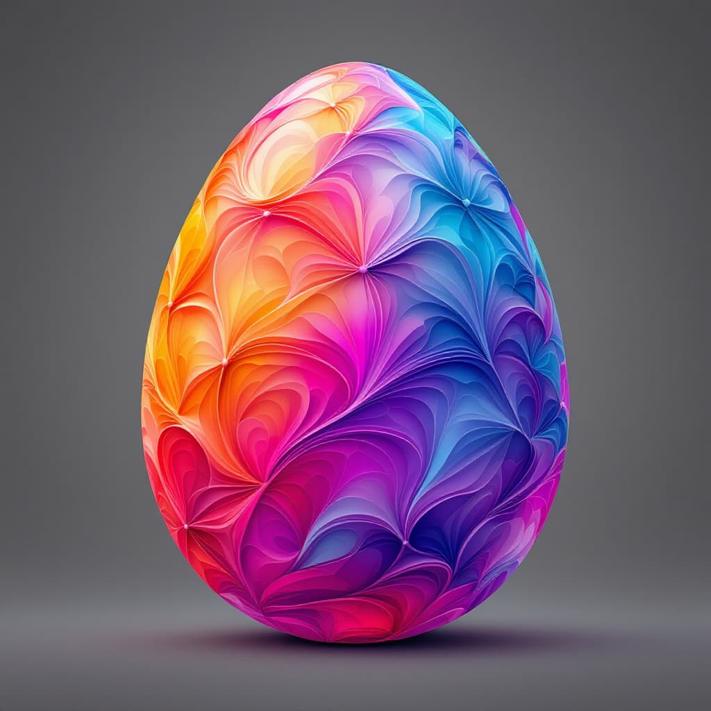AI generated: egg design, 3D, traditional dyed gradient
