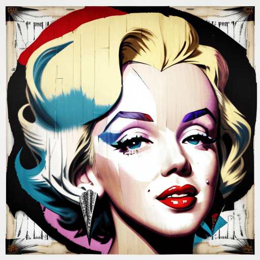AI generated: Marilyn Monroe, in the style of multi-layered collages, edgy street art, celebrity-portraits, cardbo...