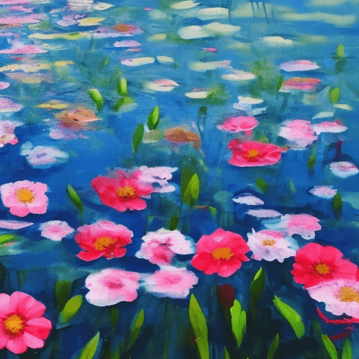 AI generated: Flowers, water