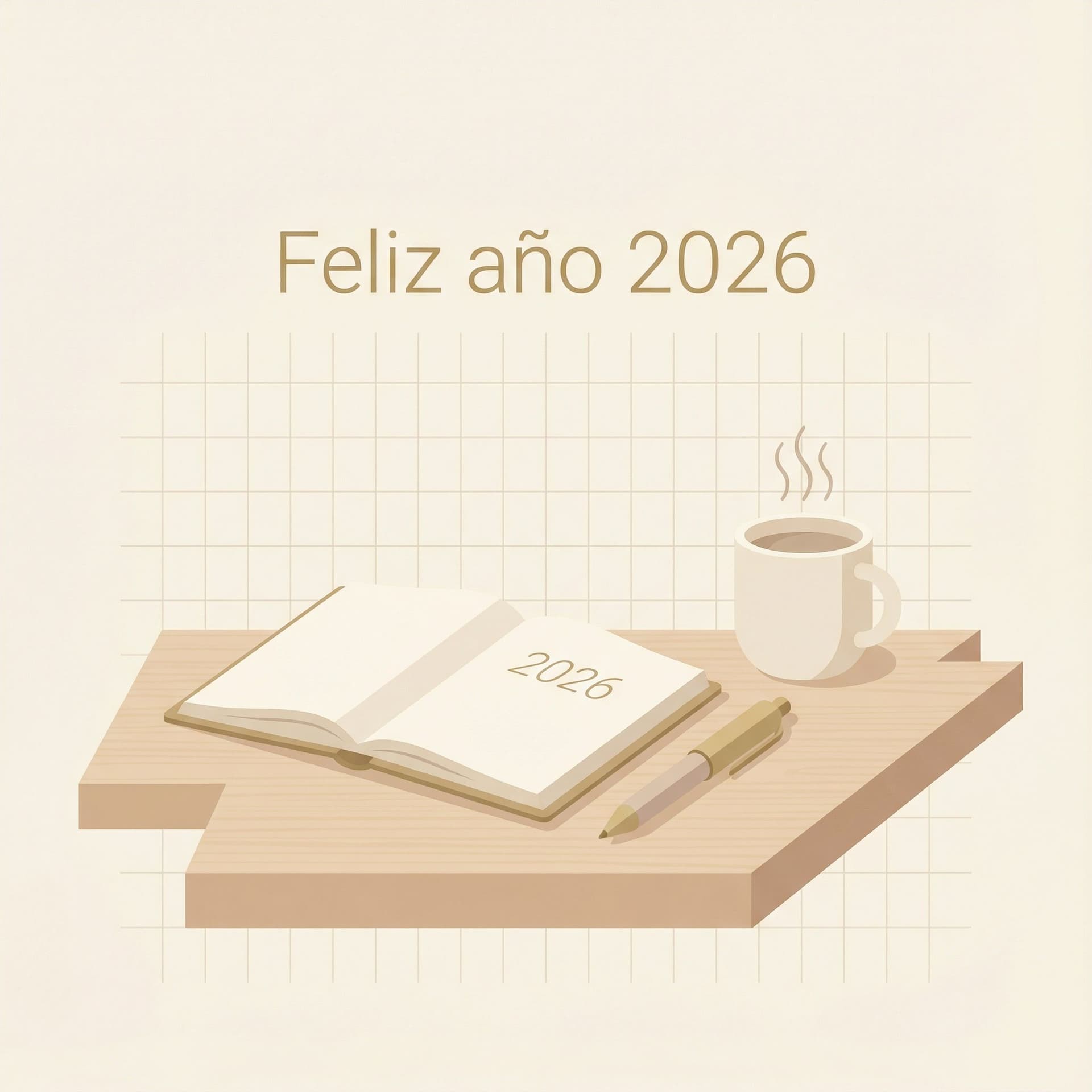 AI generated: A minimalist 3D flat vector illustration for a professional New Year greeting card. The style is cle...