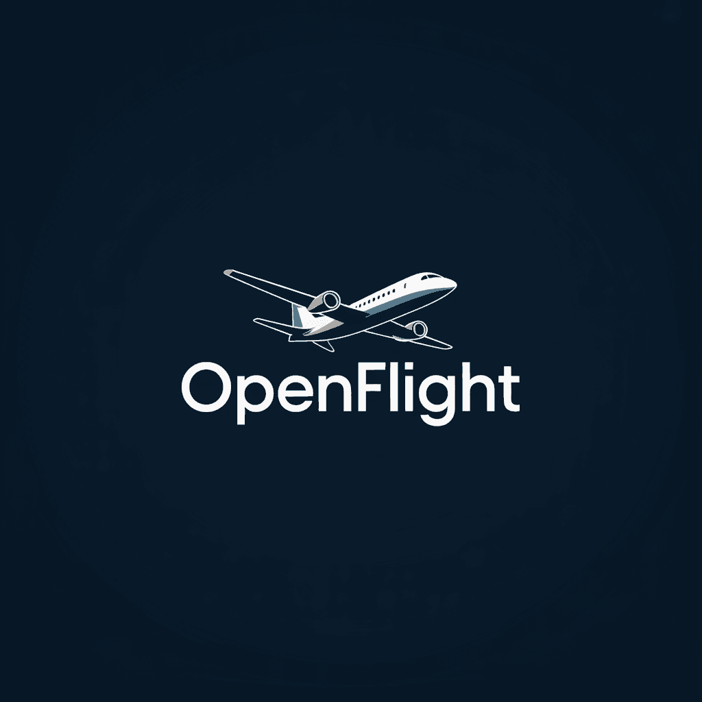 AI generated: A minimalist, professional logo for "OpenFlight", an elite private aviation flight management system...