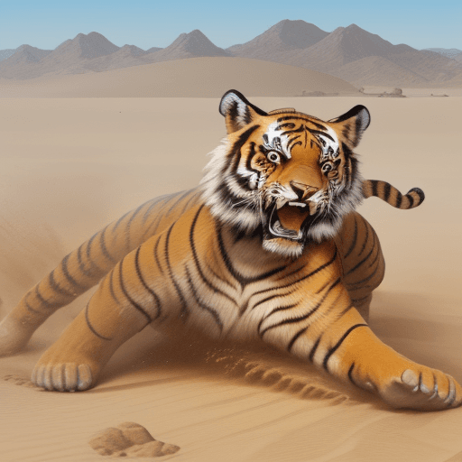 AI generated: pelea de tigres  dientes 
 de sables prehistóricos  en el cielo