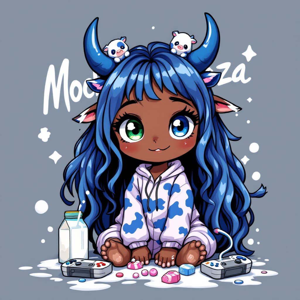 AI generated: Thick outline, best quality,grey blue theme,outline,
(chibi:1.2),(absurdly long hair,gradient hair:1...