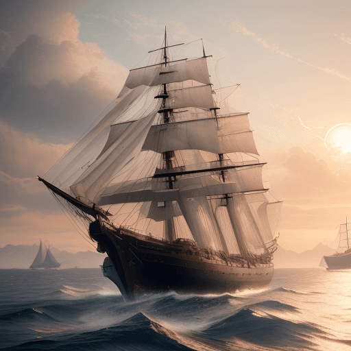 AI generated: Photo of a ultra realistic sailing ship, dramatic light, pale sunrise, cinematic lighting, battered,...