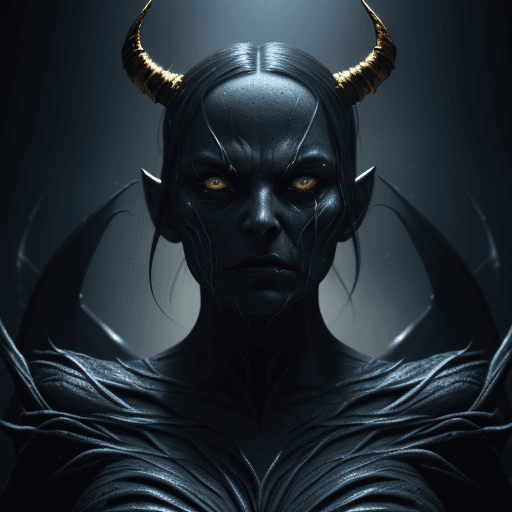 AI generated: A Photo of An amazing dark creature, incredibly solid appearance with a hellishly evil soul, in the ...