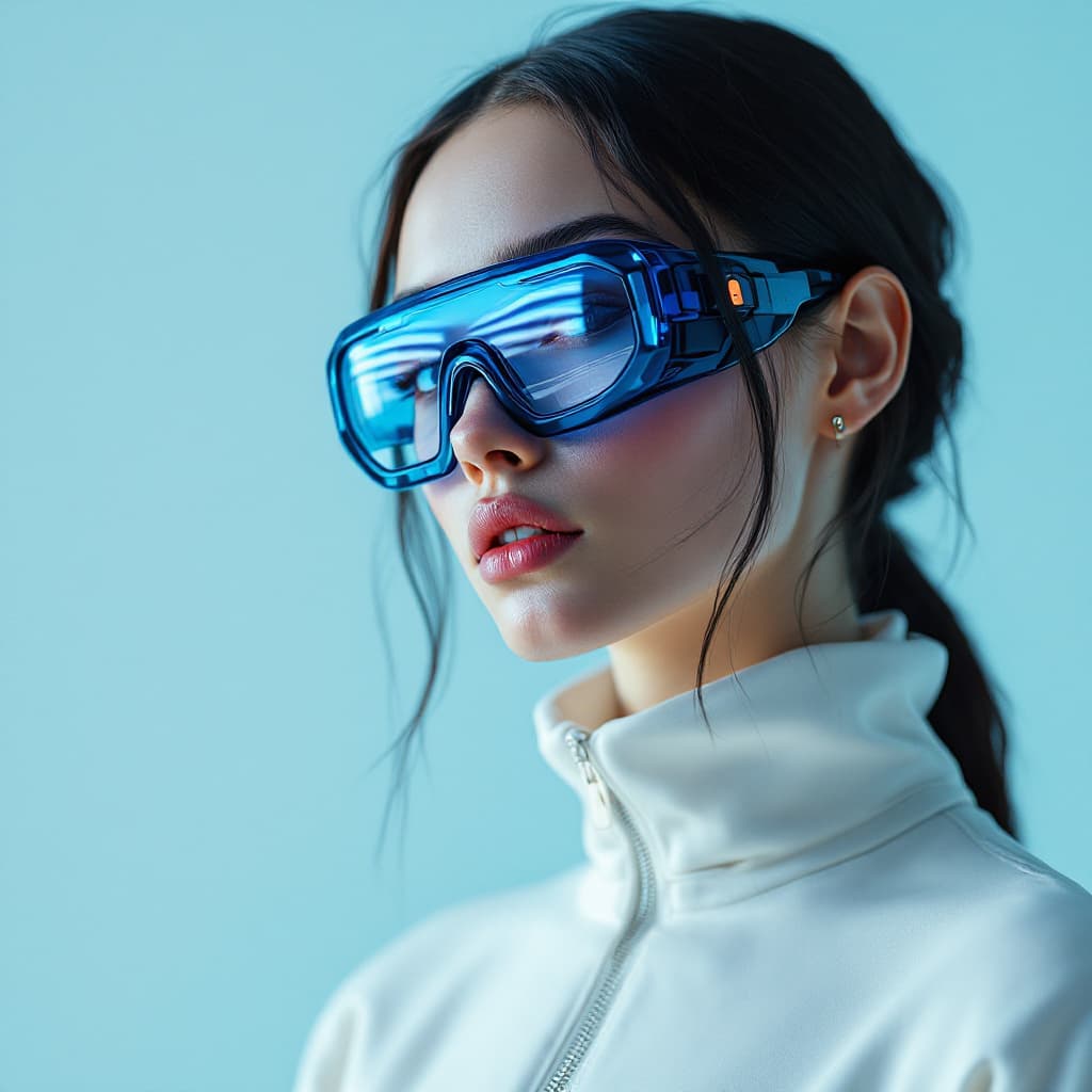AI generated: professional studio advertising,professional No arguments futuristic girl fullbody Fashion shoot, Ja...