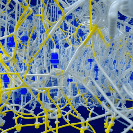 AI generated: walls from white plastic and in the center of the room is a scientific installation about AI looks l...