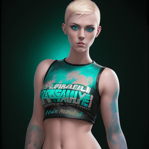 AI generated: a stunning realistic photograph portrait of a beautiful women blonde crew cut 20 year old woman, wea...