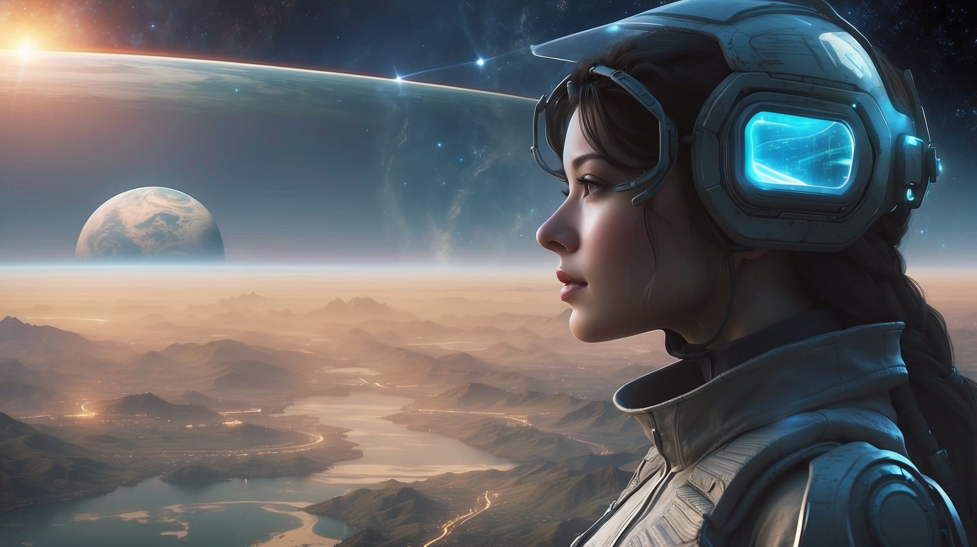 AI generated: "In the year 5000, the female ruler of planet Earth is depicted in her command center, overseeing th...