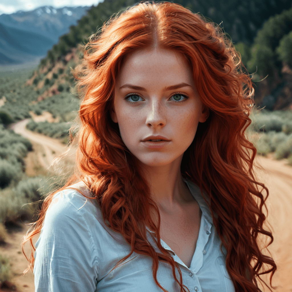 AI generated: a red haired girl with long red hair, a photorealistic painting by Mandy Jurgens, featured on cgsoci...
