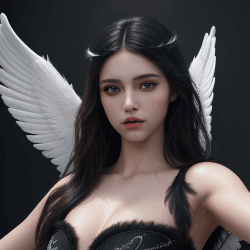 AI generated: Gorgeous Beautiful Angel Woman with outstretched Angel wings, feather texture, Beautiful face, Athle...