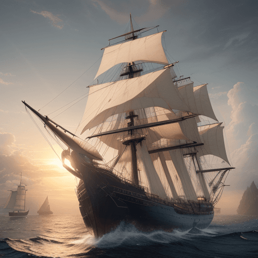 AI generated: Photo of a ultra realistic sailing ship, dramatic light, pale sunrise, cinematic lighting, battered,...