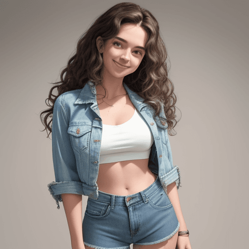 AI generated: An image of a woman with voluminous wavy hair, standing confidently and smiling at the camera. She i...