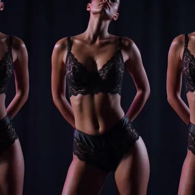 AI generated video: "hyperdetailed black lace lingerie fantasy, ultra-realistic pose, cinematic lighting, 8K, --pose: [k...